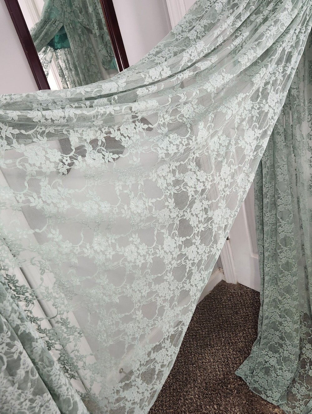 Green lace phototshoot maxi maternity dress small ethereal romance greek goddess - Picture 12 of 16